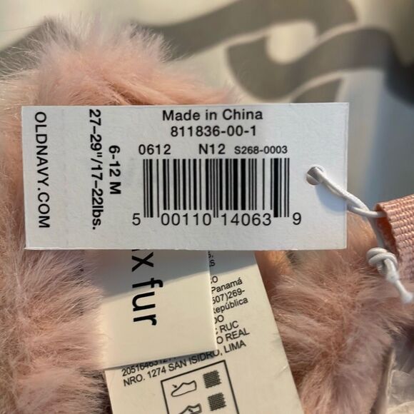 Old Navy Faux-Fur Booties Baby Pink Pull-On Plush Soft Flexible 6 to 9 months - Picture 5 of 5